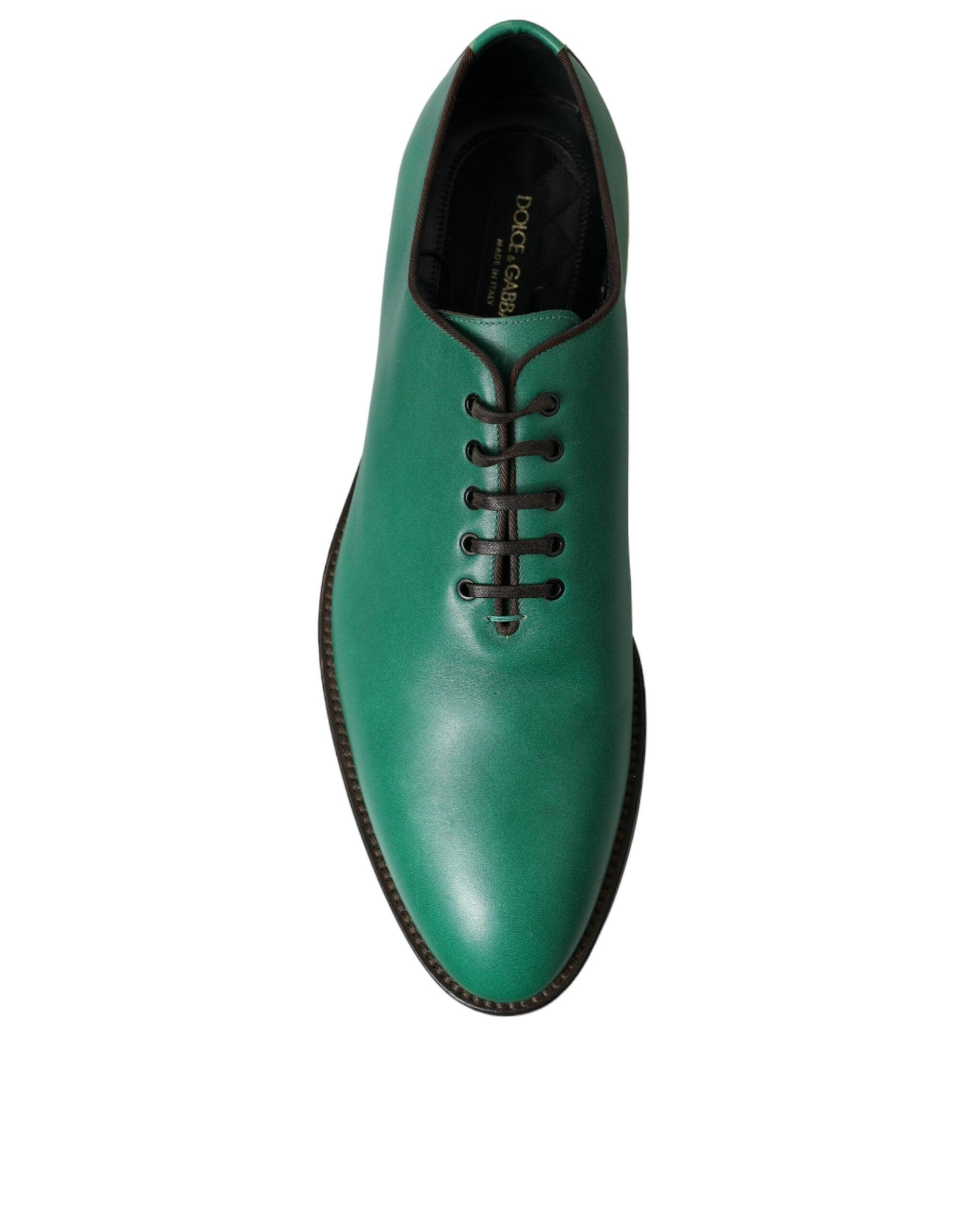 Dolce & Gabbana Elegant Green Leather Oxford Dress Sko-Modeoutlet