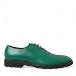 Dolce & Gabbana Elegant Green Leather Oxford Dress Sko-Modeoutlet