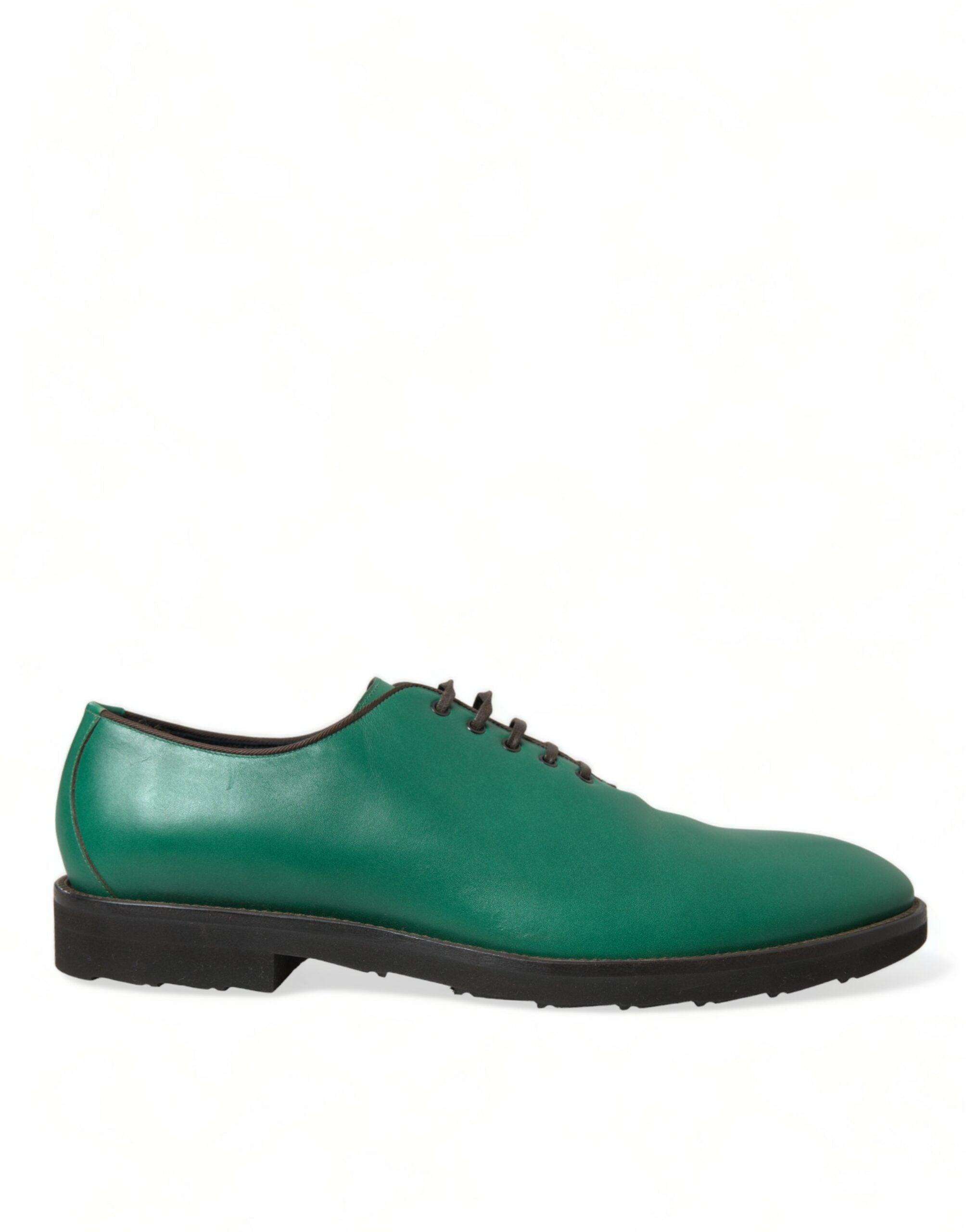 Dolce & Gabbana Elegant Green Leather Oxford Dress Sko-Modeoutlet