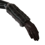 Dolce & Gabbana Elegant Mid-Arm Leather Gloves in Brown-Modeoutlet