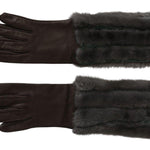 Dolce & Gabbana Elegant Mid-Arm Leather Gloves in Brown-Modeoutlet