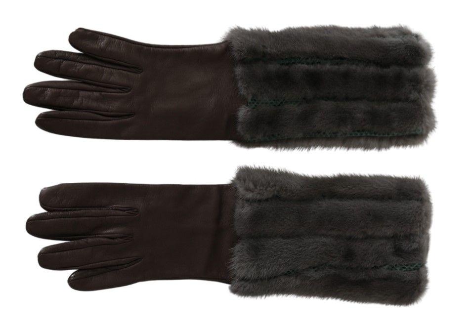 Dolce & Gabbana Elegant Mid-Arm Leather Gloves in Brown-Modeoutlet