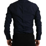 Dolce & Gabbana Elegant Navy Jacquard Dress Shirt-Modeoutlet