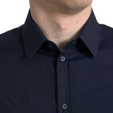 Dolce & Gabbana Elegant Navy Jacquard Dress Shirt-Modeoutlet