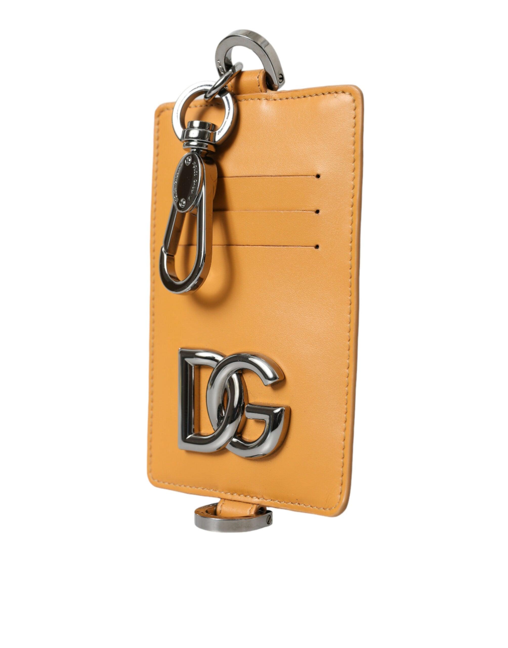 Dolce & Gabbana Elegant Orange Calf Leather Card Holder-Modeoutlet