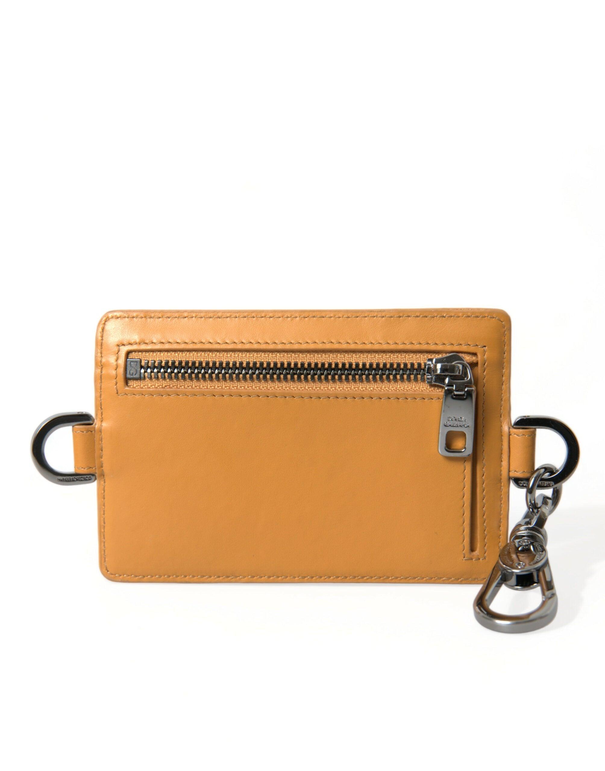 Dolce & Gabbana Elegant Orange Calf Leather Card Holder-Modeoutlet