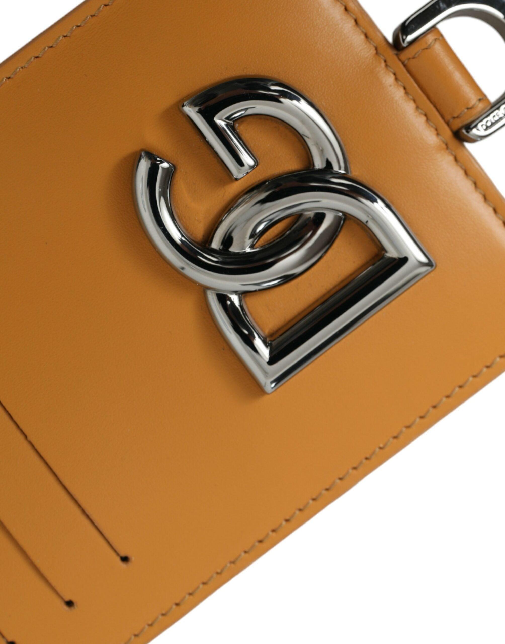 Dolce & Gabbana Elegant Orange Calf Leather Card Holder-Modeoutlet