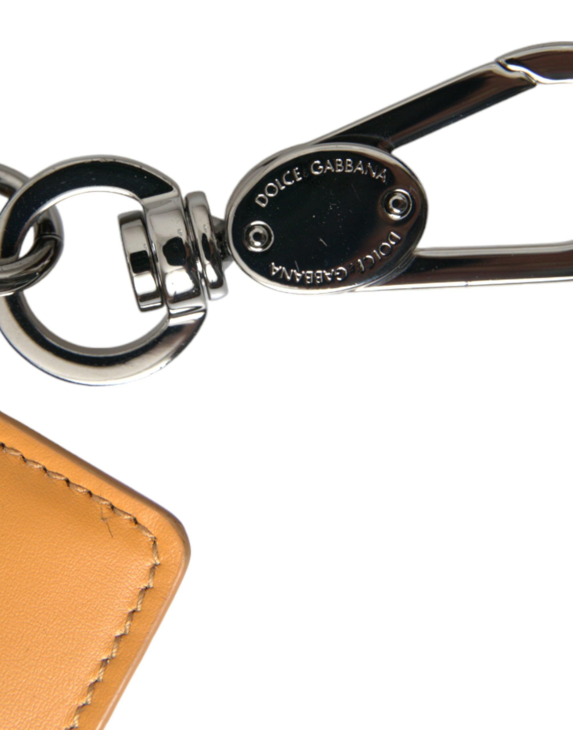 Dolce & Gabbana Elegant Orange Calf Leather Card Holder-Modeoutlet