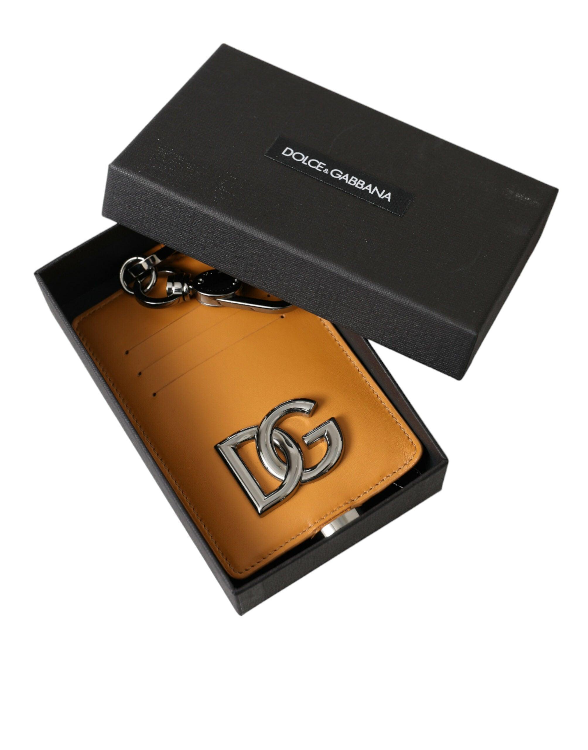 Dolce & Gabbana Elegant Orange Calf Leather Card Holder-Modeoutlet