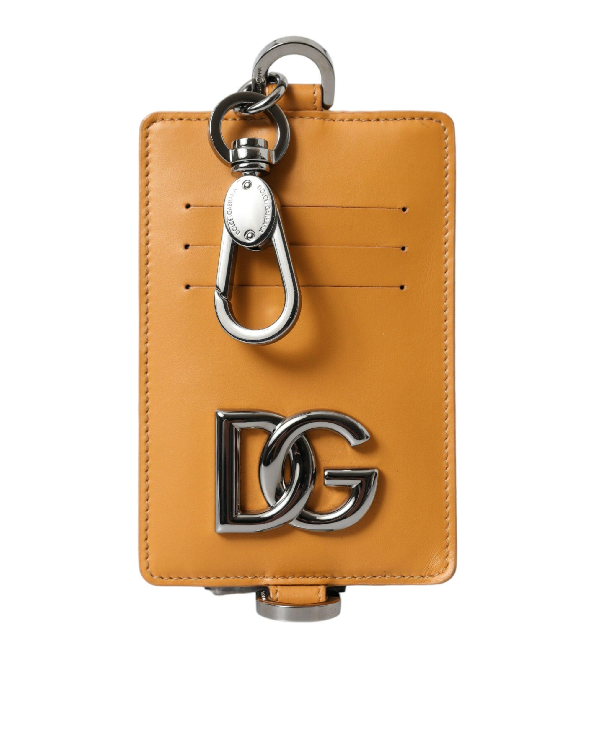 Dolce & Gabbana Elegant Orange Calf Leather Card Holder-Modeoutlet