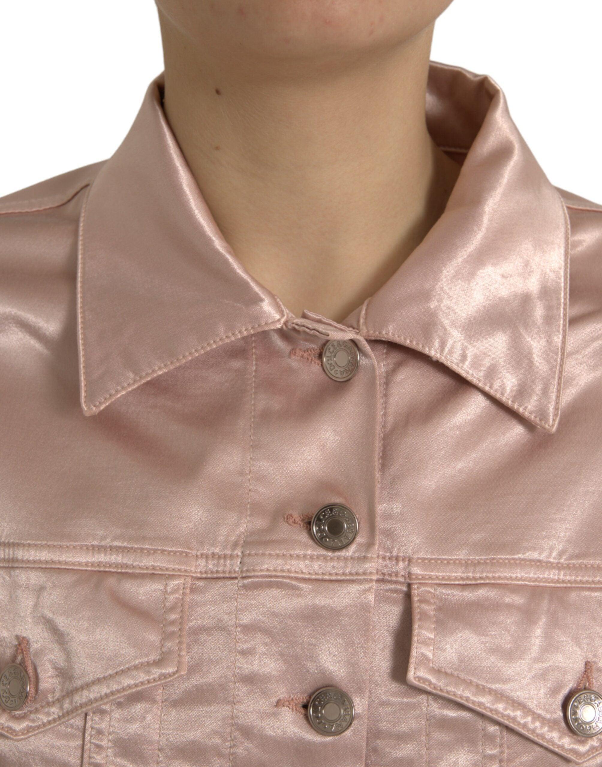 Dolce & Gabbana Elegant Pink Cropped Denim Jacket-Modeoutlet