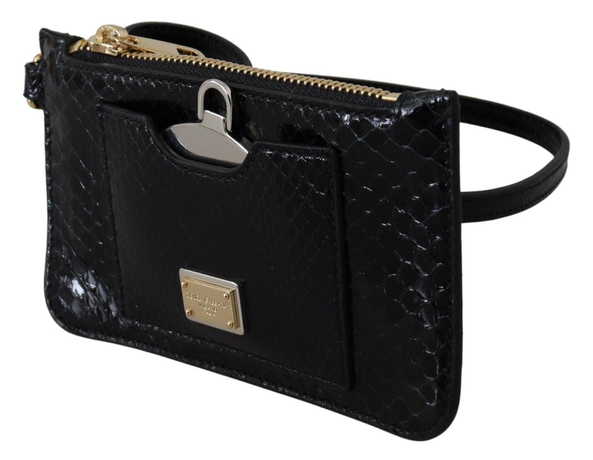 Dolce & Gabbana Elegant Python Pattern Leather Wristlet Wallet-Modeoutlet