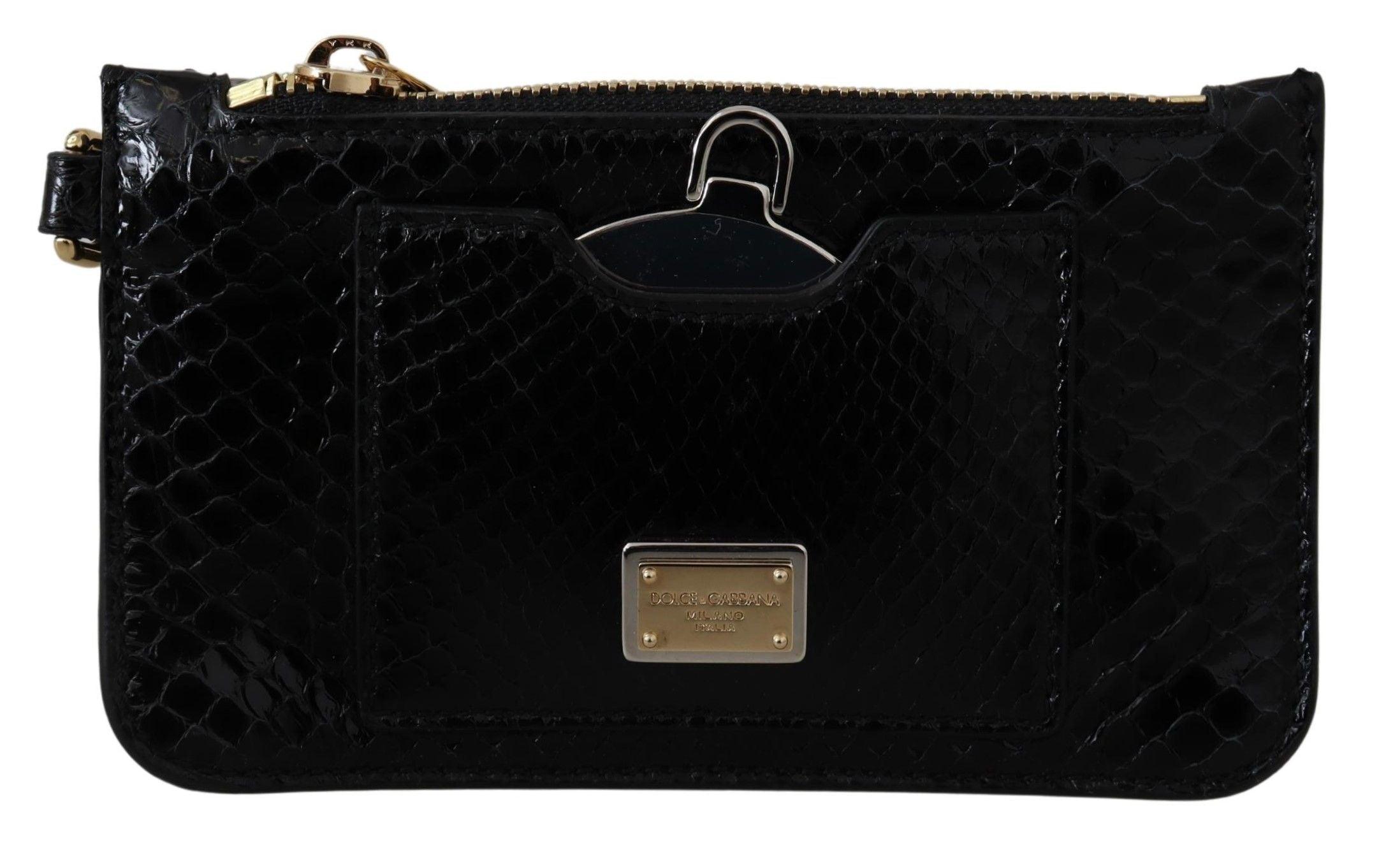 Dolce & Gabbana Elegant Python Pattern Leather Wristlet Wallet-Modeoutlet