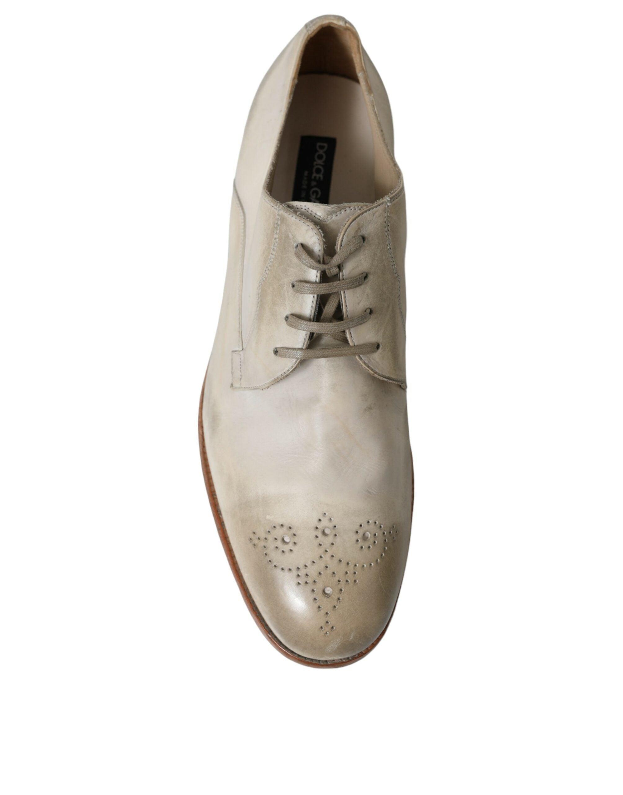 Dolce & Gabbana Elegant White Calfskin Derby Sko-Modeoutlet