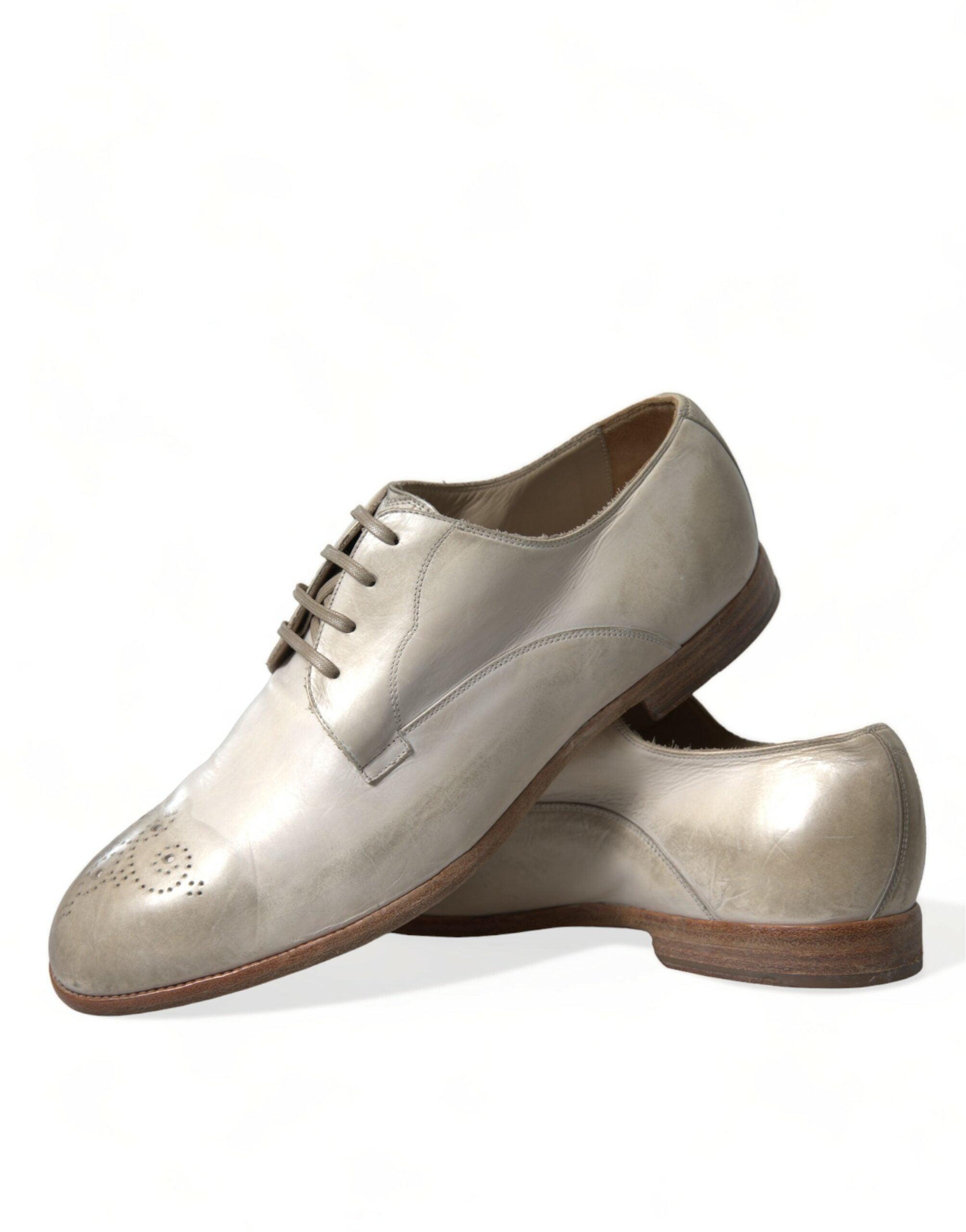 Dolce & Gabbana Elegant White Calfskin Derby Sko-Modeoutlet