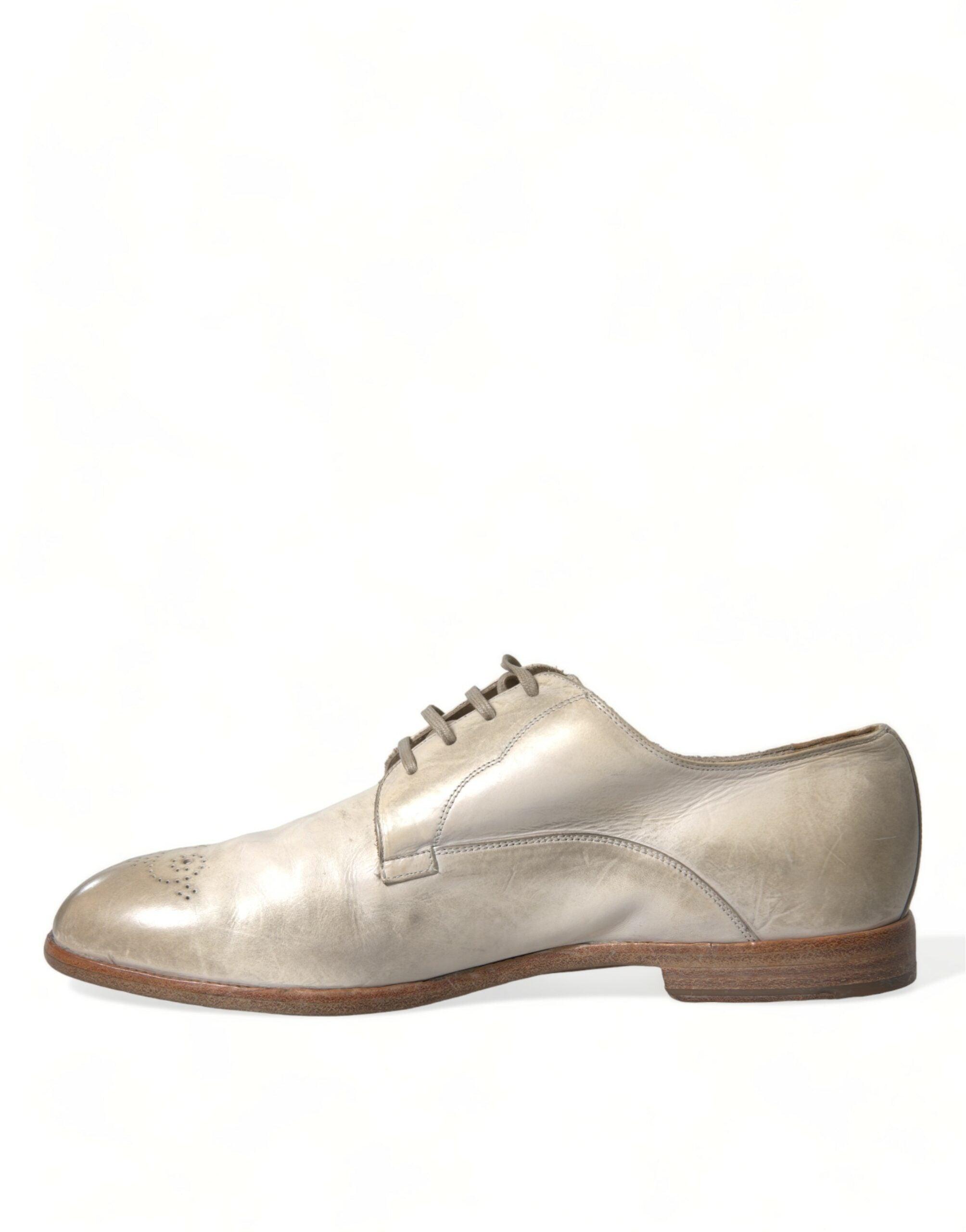 Dolce & Gabbana Elegant White Calfskin Derby Sko-Modeoutlet