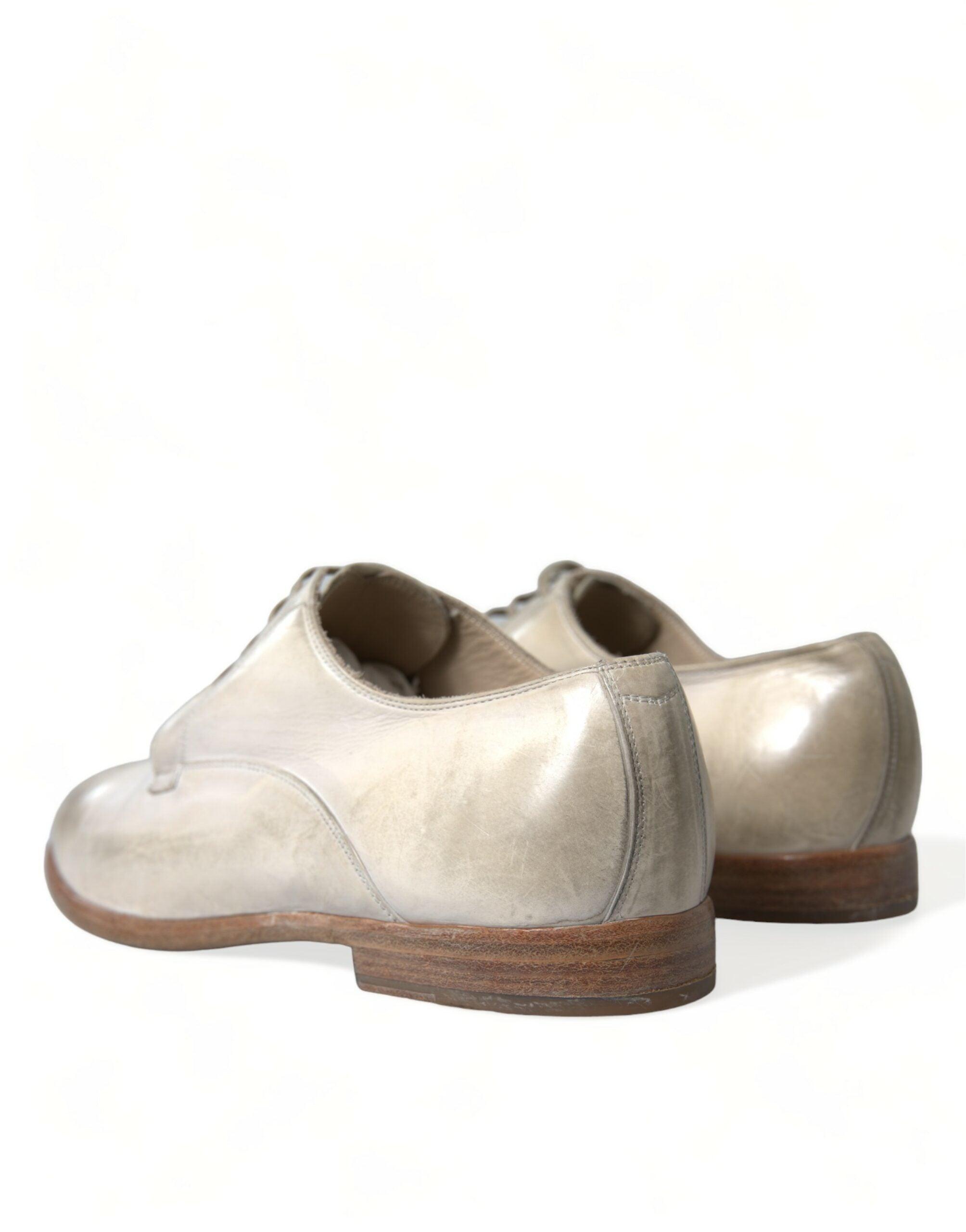 Dolce & Gabbana Elegant White Calfskin Derby Sko-Modeoutlet