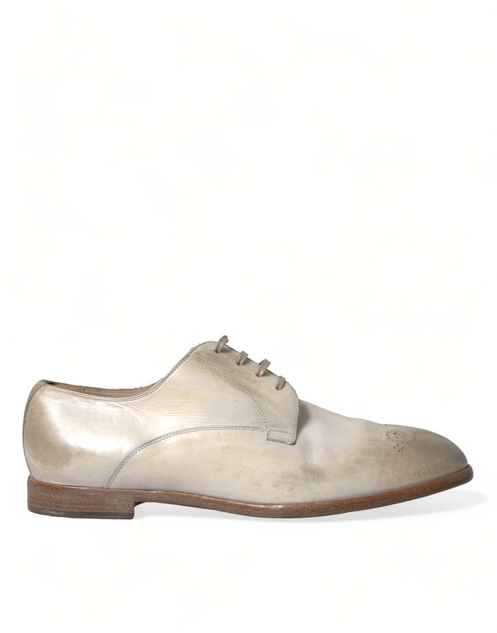 Dolce & Gabbana Elegant White Calfskin Derby Sko-Modeoutlet