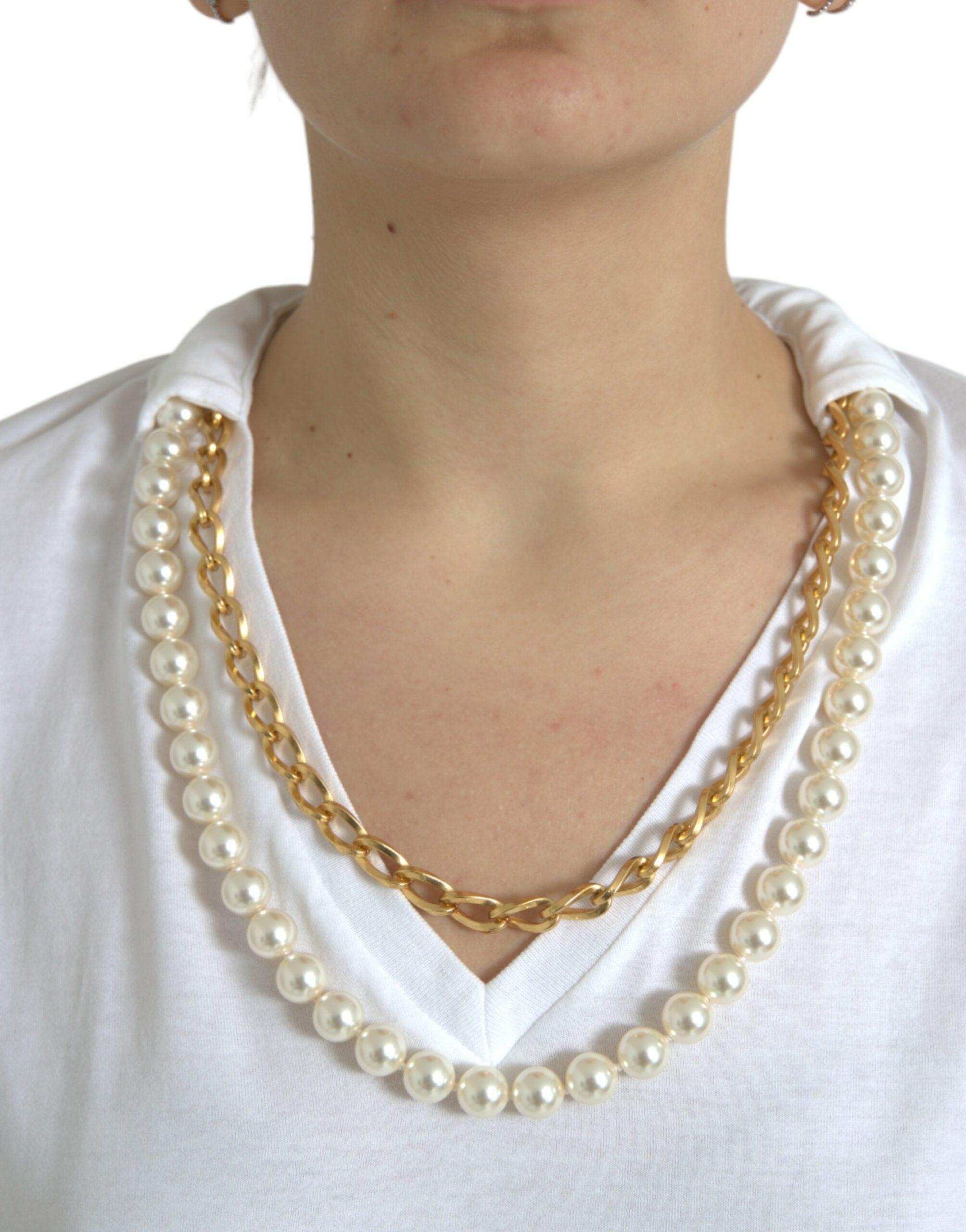 Dolce & Gabbana Elegant White Cotton Tee with Necklace Detail-Modeoutlet