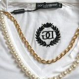 Dolce & Gabbana Elegant White Cotton Tee with Necklace Detail-Modeoutlet