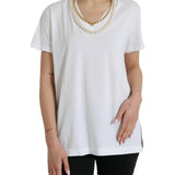 Dolce & Gabbana Elegant White Cotton Tee with Necklace Detail-Modeoutlet