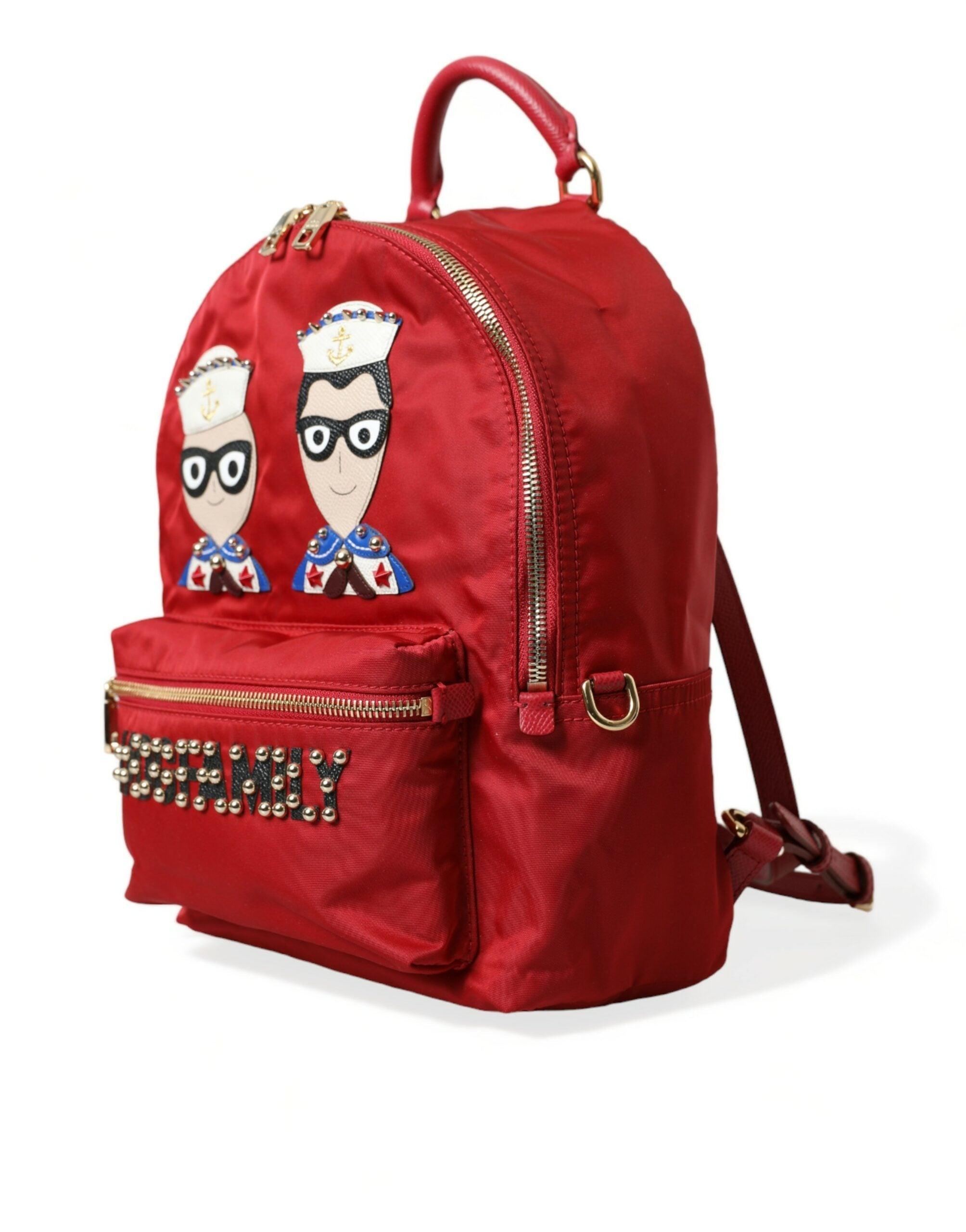 Dolce & Gabbana Embellished Red Backpack with Gold Detailing-Modeoutlet