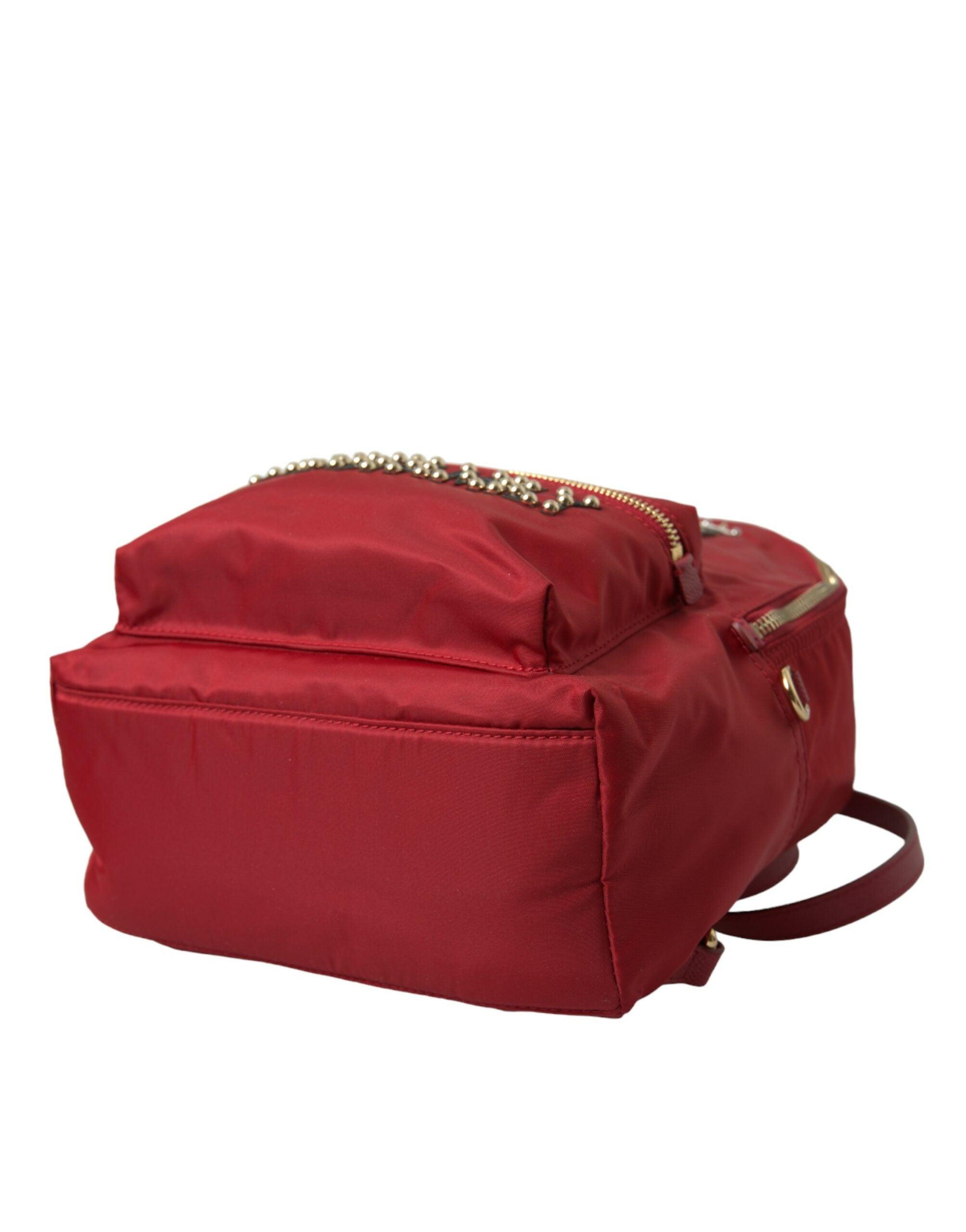 Dolce & Gabbana Embellished Red Backpack with Gold Detailing-Modeoutlet