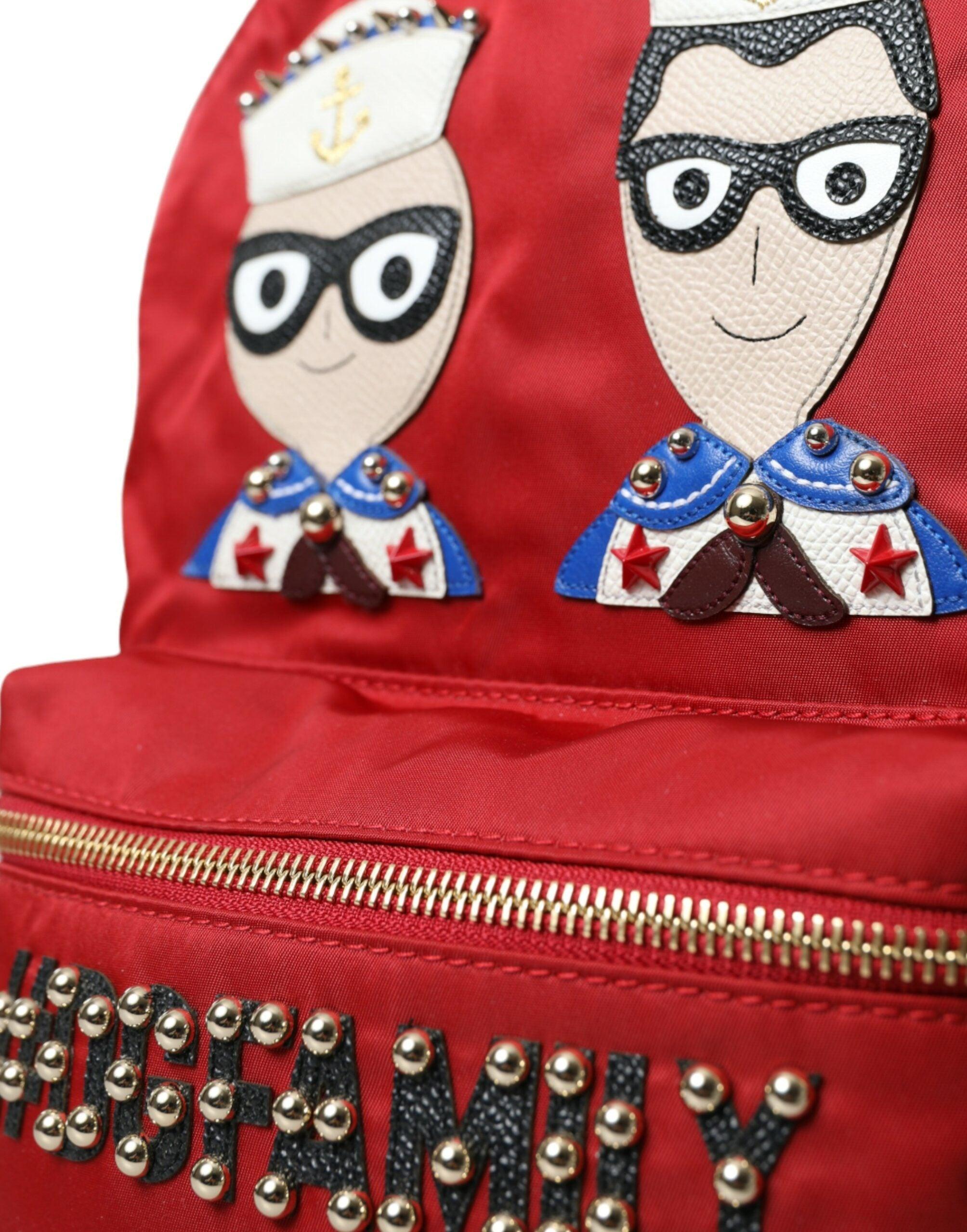 Dolce & Gabbana Embellished Red Backpack with Gold Detailing-Modeoutlet