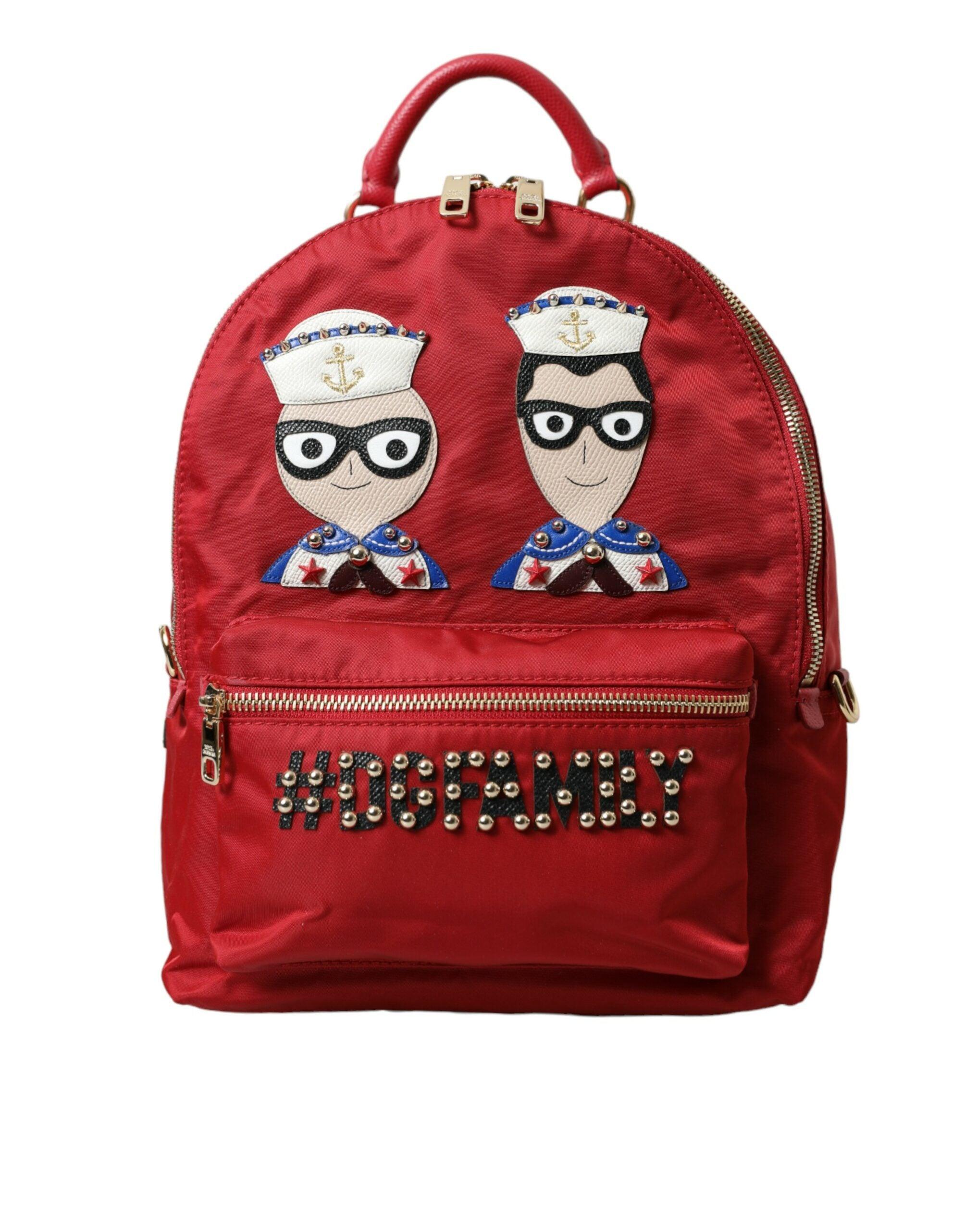 Dolce & Gabbana Embellished Red Backpack with Gold Detailing-Modeoutlet