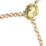 Dolce & Gabbana Gold Brass Chain Pearl Pendant Charm Necklace-Modeoutlet