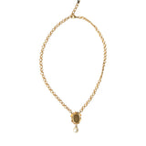 Dolce & Gabbana Gold Brass Chain Pearl Pendant Charm Necklace-Modeoutlet