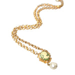 Dolce & Gabbana Gold Brass Chain Pearl Pendant Charm Necklace-Modeoutlet