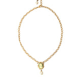 Dolce & Gabbana Gold Brass Chain Pearl Pendant Charm Necklace-Modeoutlet