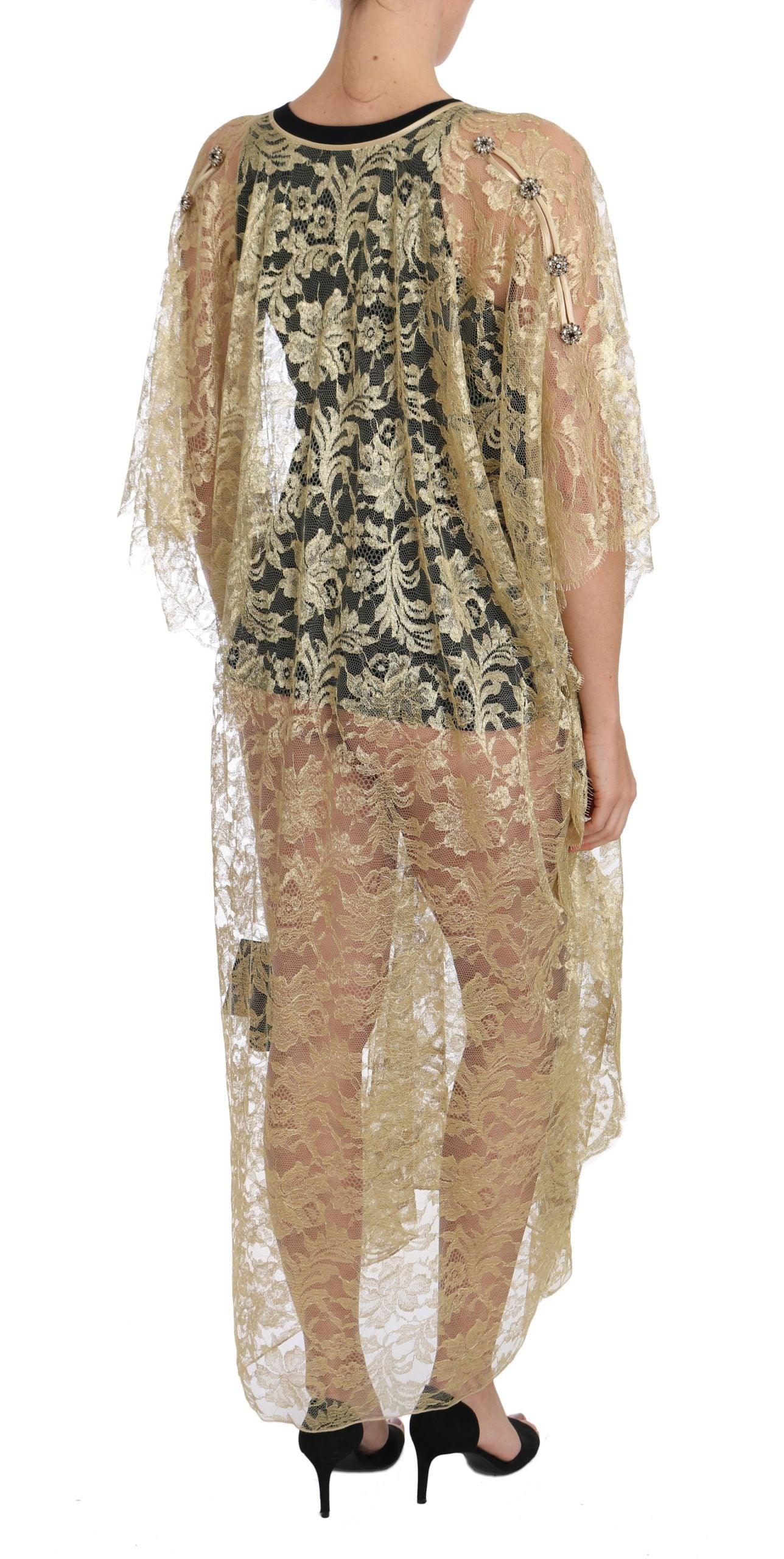 Dolce & Gabbana Golden Floral Lace Kaftan Sundress-Modeoutlet