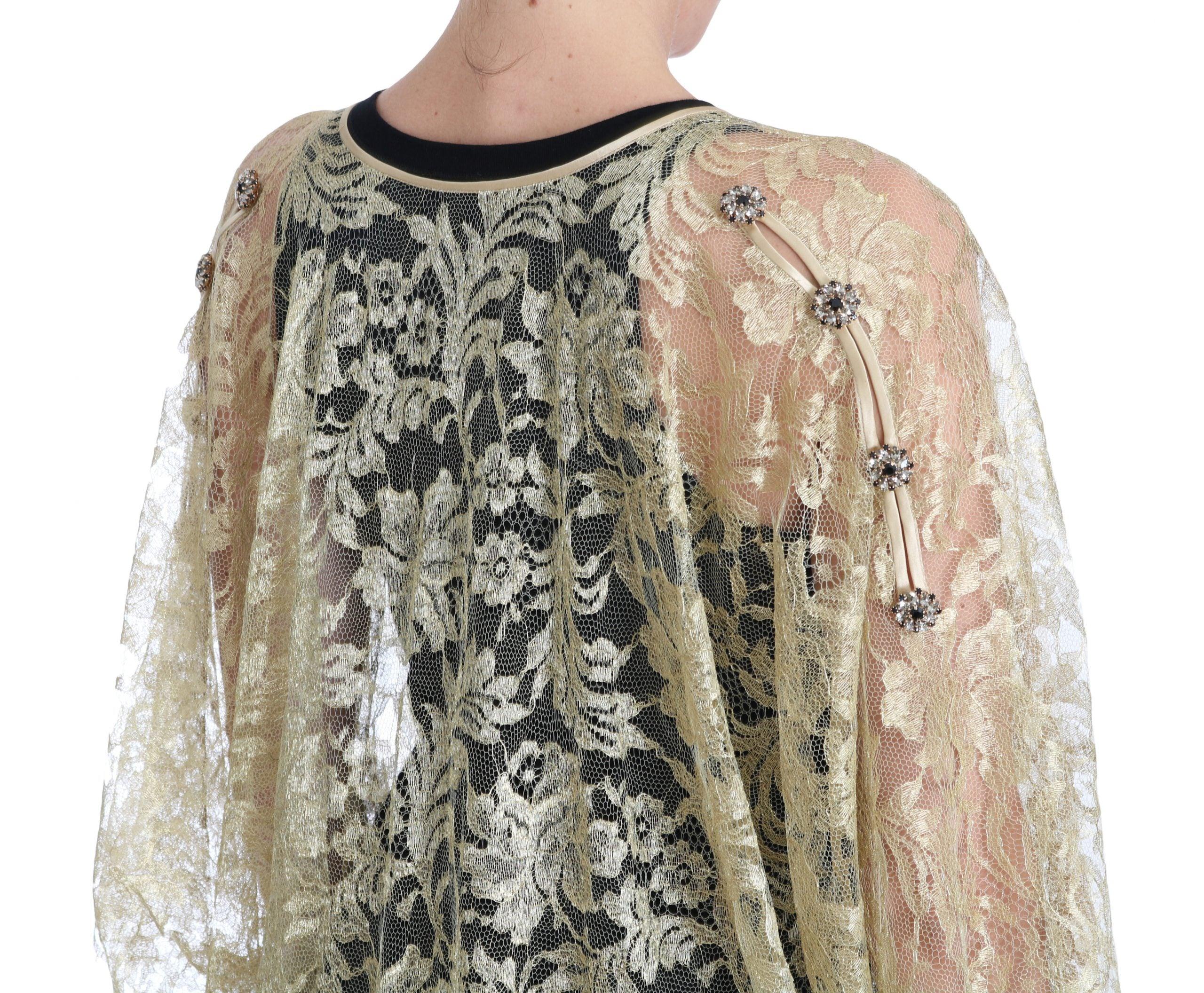 Dolce & Gabbana Golden Floral Lace Kaftan Sundress-Modeoutlet