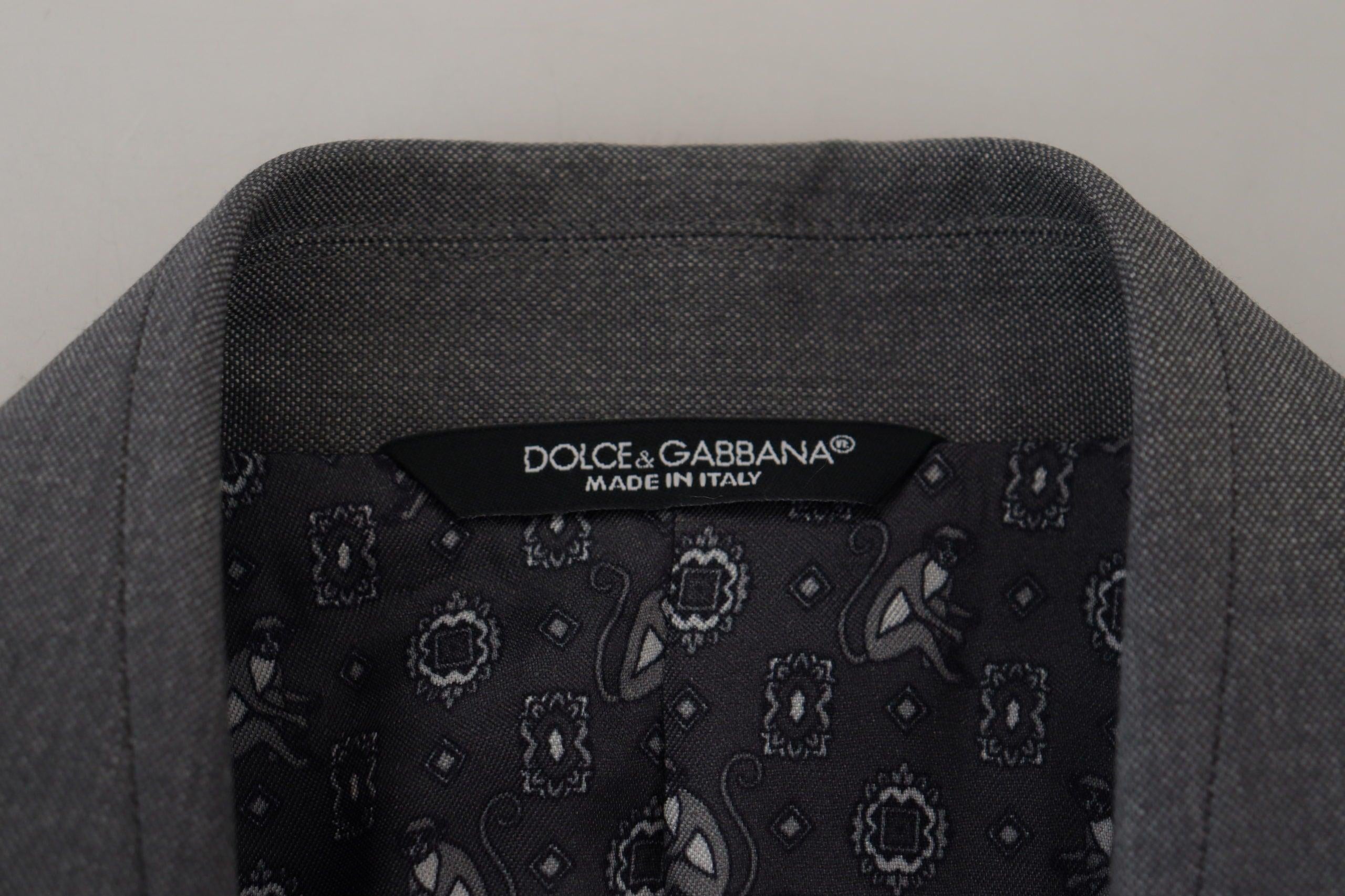 Dolce & Gabbana Grå Uld Silke Slim Fit Blazer-Modeoutlet