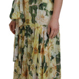 Dolce & Gabbana Multifarver Silke Floral Maxi Kjole-Modeoutlet