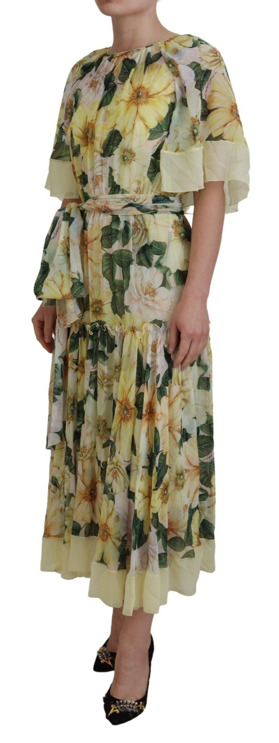 Dolce & Gabbana Multifarver Silke Floral Maxi Kjole-Modeoutlet