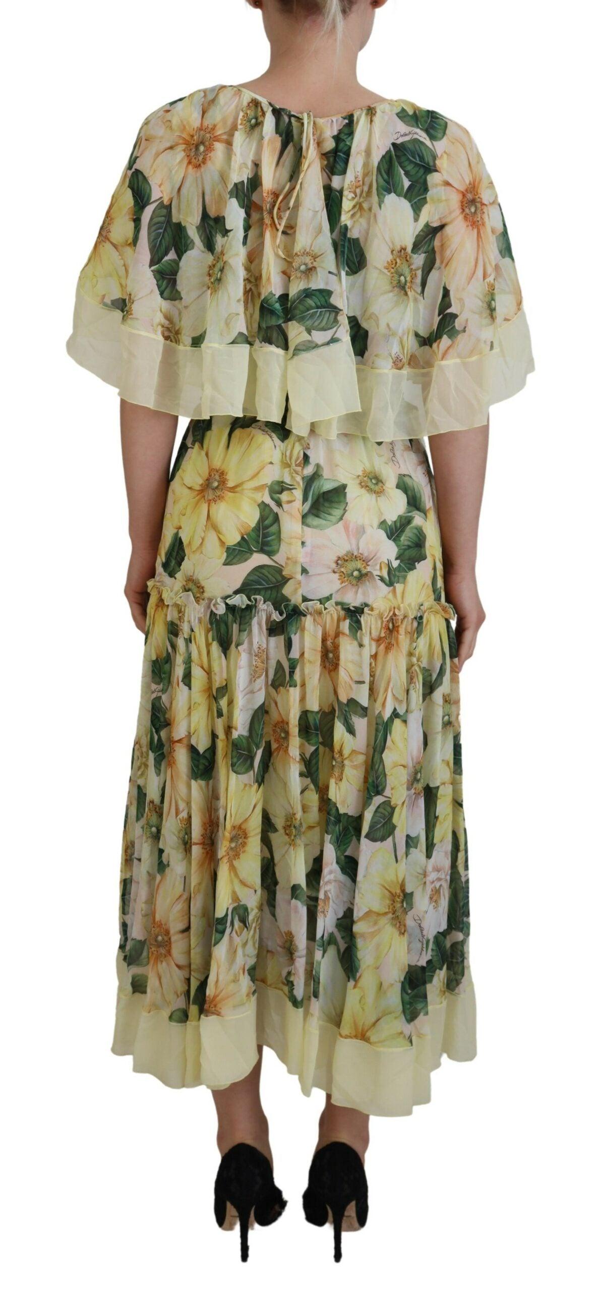 Dolce & Gabbana Multifarver Silke Floral Maxi Kjole-Modeoutlet