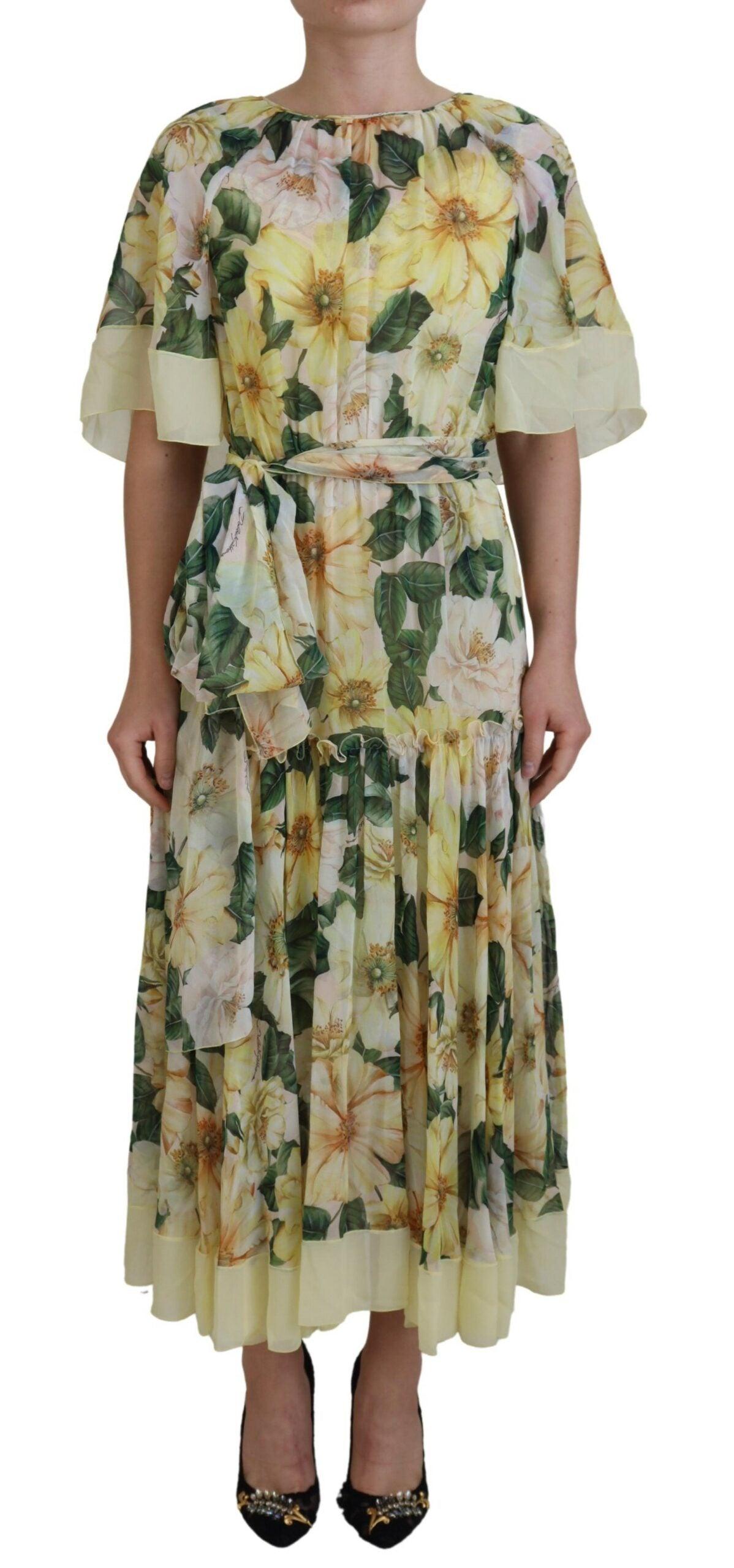 Dolce & Gabbana Multifarver Silke Floral Maxi Kjole-Modeoutlet