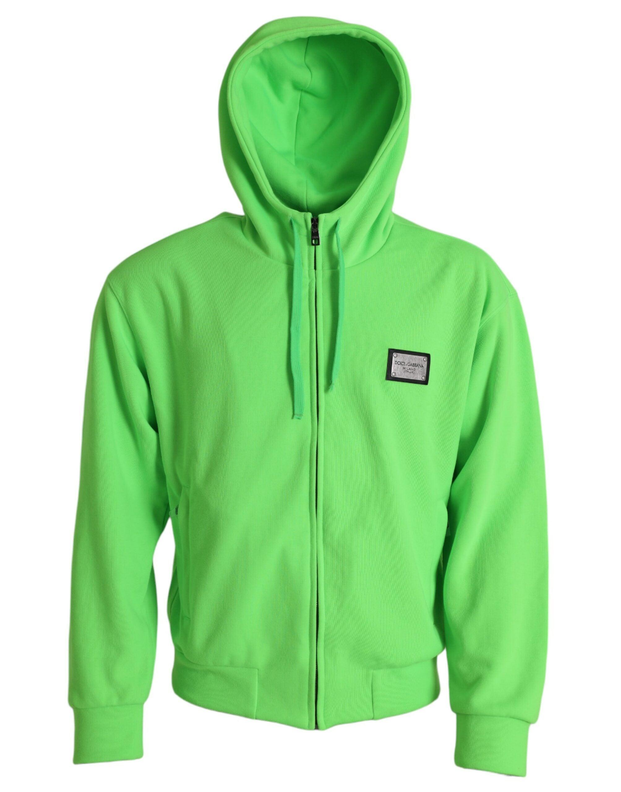 Dolce & Gabbana Neon Green Hooded Full Zip Top Sweater-Modeoutlet