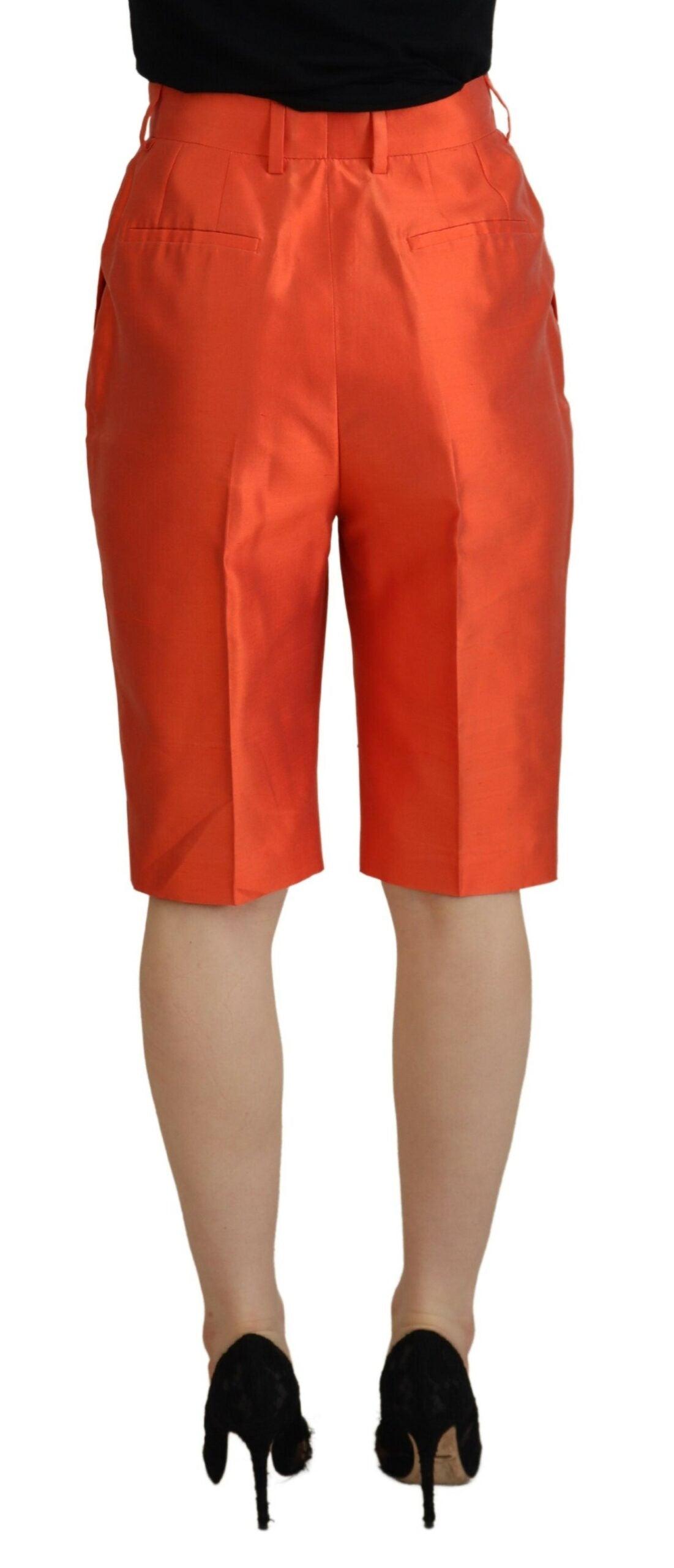 Dolce & Gabbana Orange Silke High Waist Cropped Bukser & Jeans-Modeoutlet