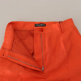 Dolce & Gabbana Orange Silke High Waist Cropped Bukser & Jeans-Modeoutlet