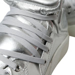 Dolce & Gabbana Silver Leather High-Top Sneakers-Modeoutlet