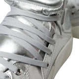 Dolce & Gabbana Silver Leather High-Top Sneakers-Modeoutlet