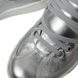 Dolce & Gabbana Silver Leather High-Top Sneakers-Modeoutlet