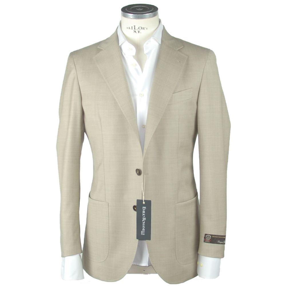 Emilio Romanelli Beige Wool Slim Blazer-Modeoutlet