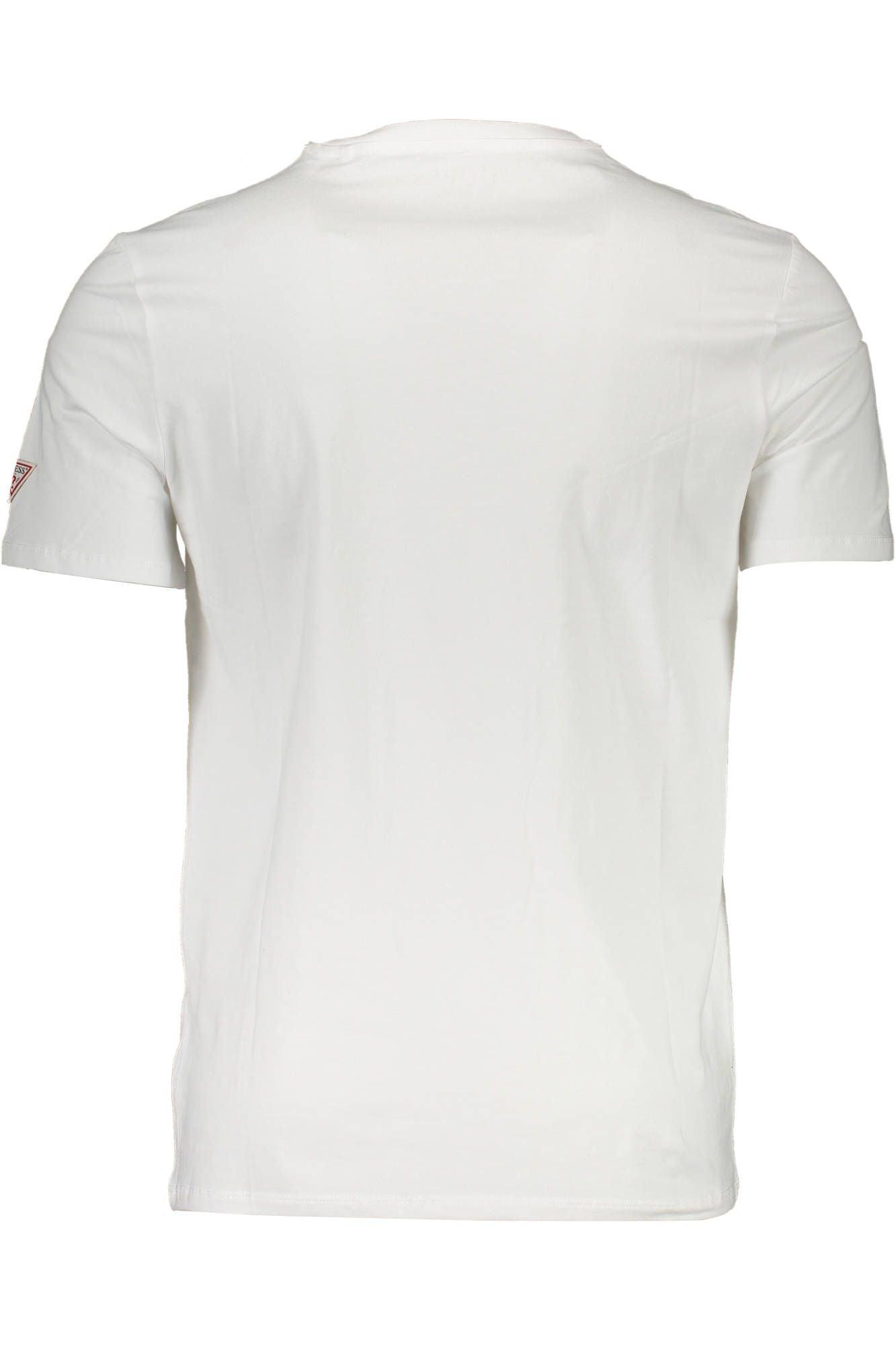 Guess Jeans Sleek White Cotton Slim Tee with Logo Print-Modeoutlet