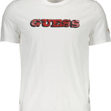 Guess Jeans Sleek White Cotton Slim Tee with Logo Print-Modeoutlet