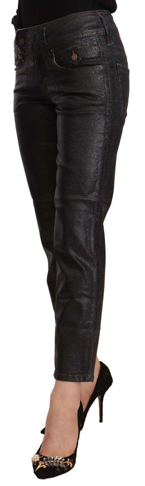 John Galliano Chic Black Glittered Cropped Pants-Modeoutlet